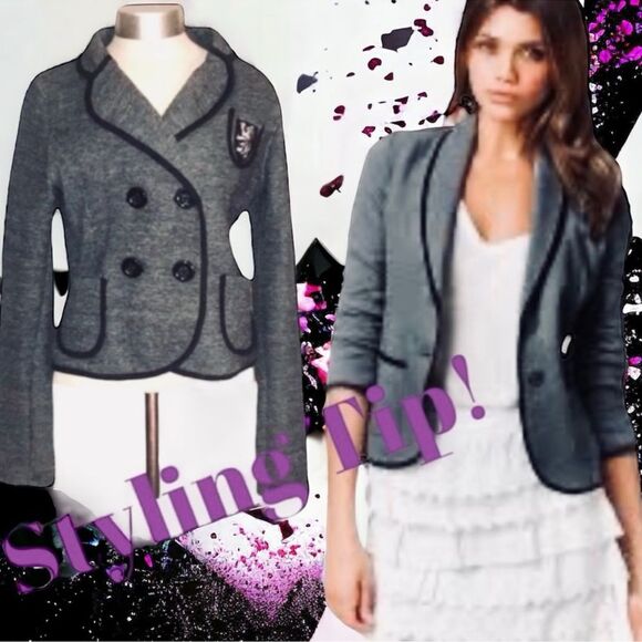 Kohl’s JJ Basics Military Academia Cropped Blazer Jacket – Size Junior’s M NWOT - Picture 7 of 16